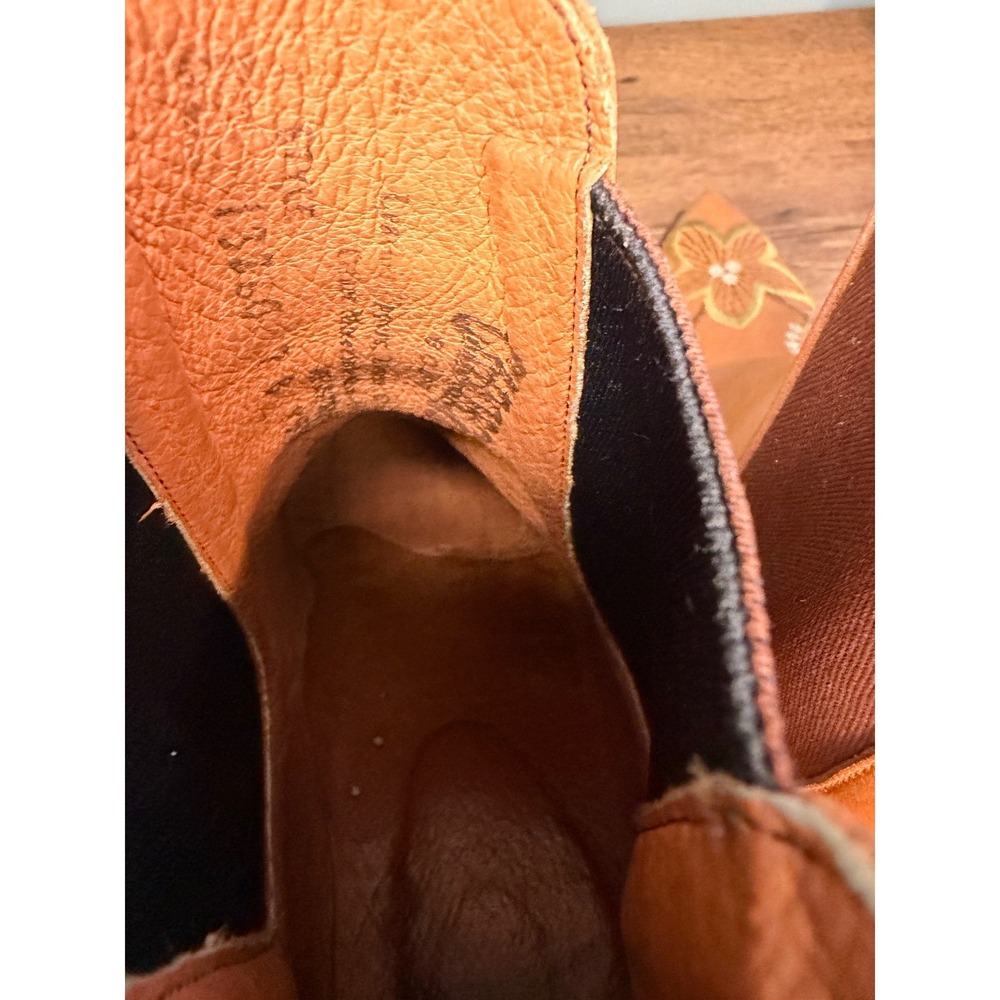 Caborca Tan Leather Floral Embroidered Western Ankle Boots Boho Pointed Toe 7B - Picture 10 of 11